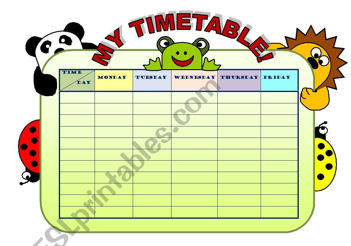 MY TIMETABLE! - EDITABLE TIMETABLE WITH B&W VERSION  (NOW INCLUDES SOME EXERCISES)