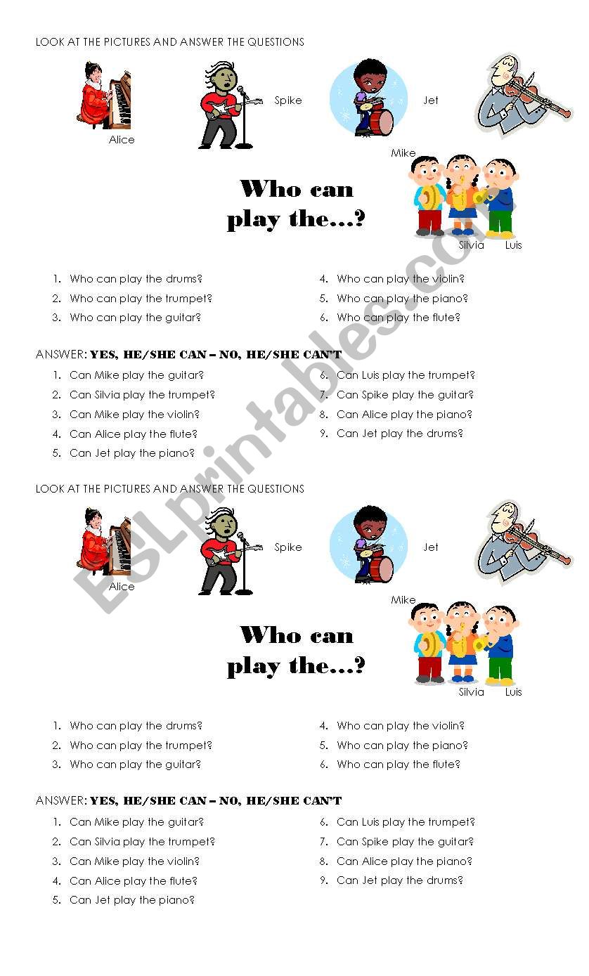 who can play...? worksheet