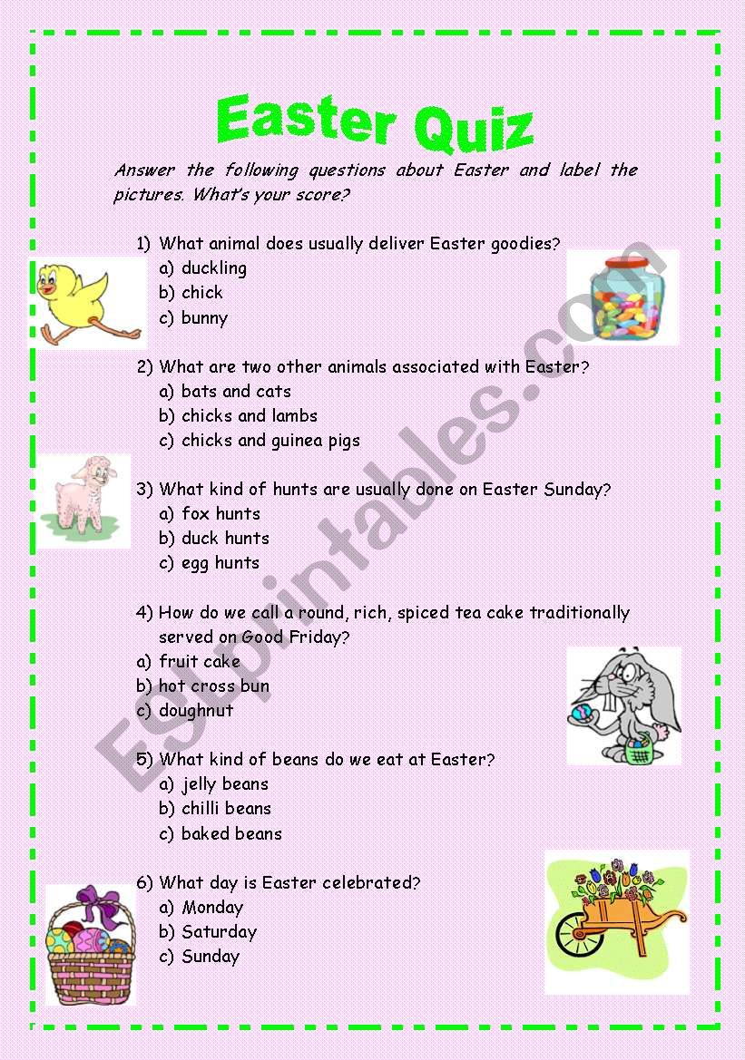 Easter Quiz Esl Worksheet By Brainteaser