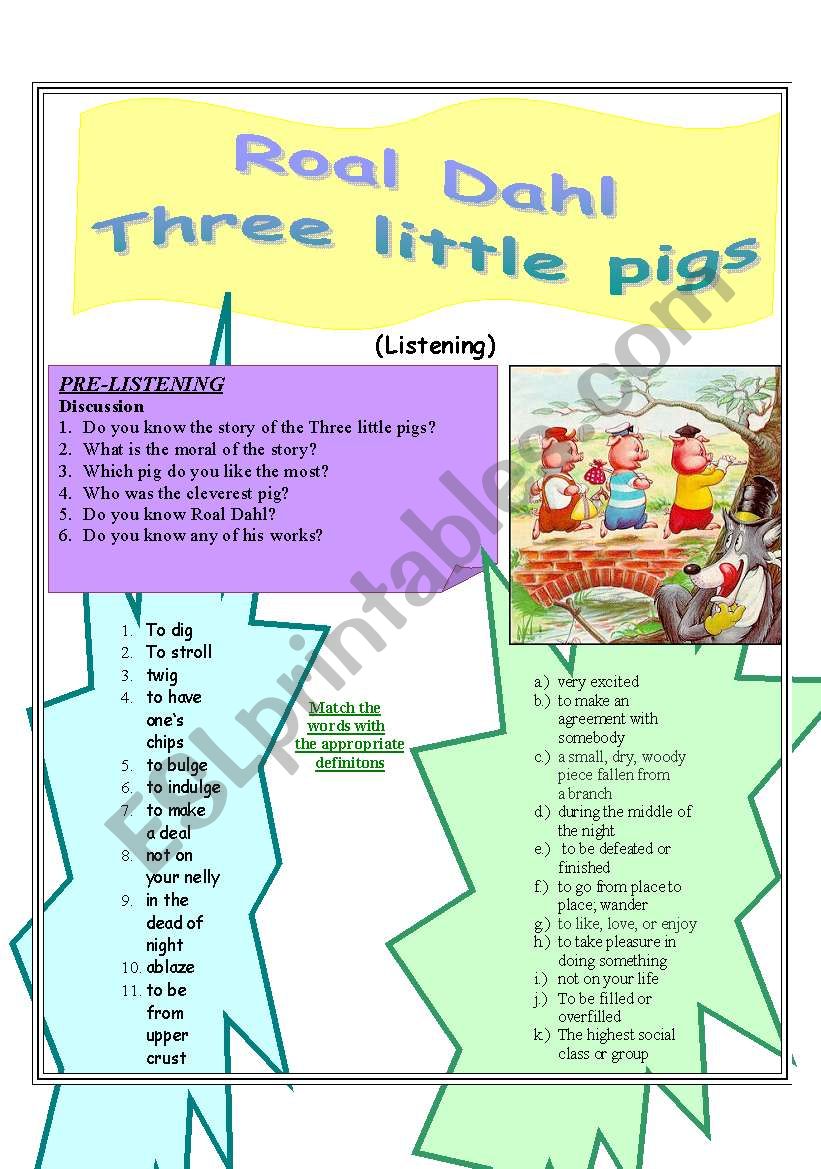 Three little pigs 1 worksheet