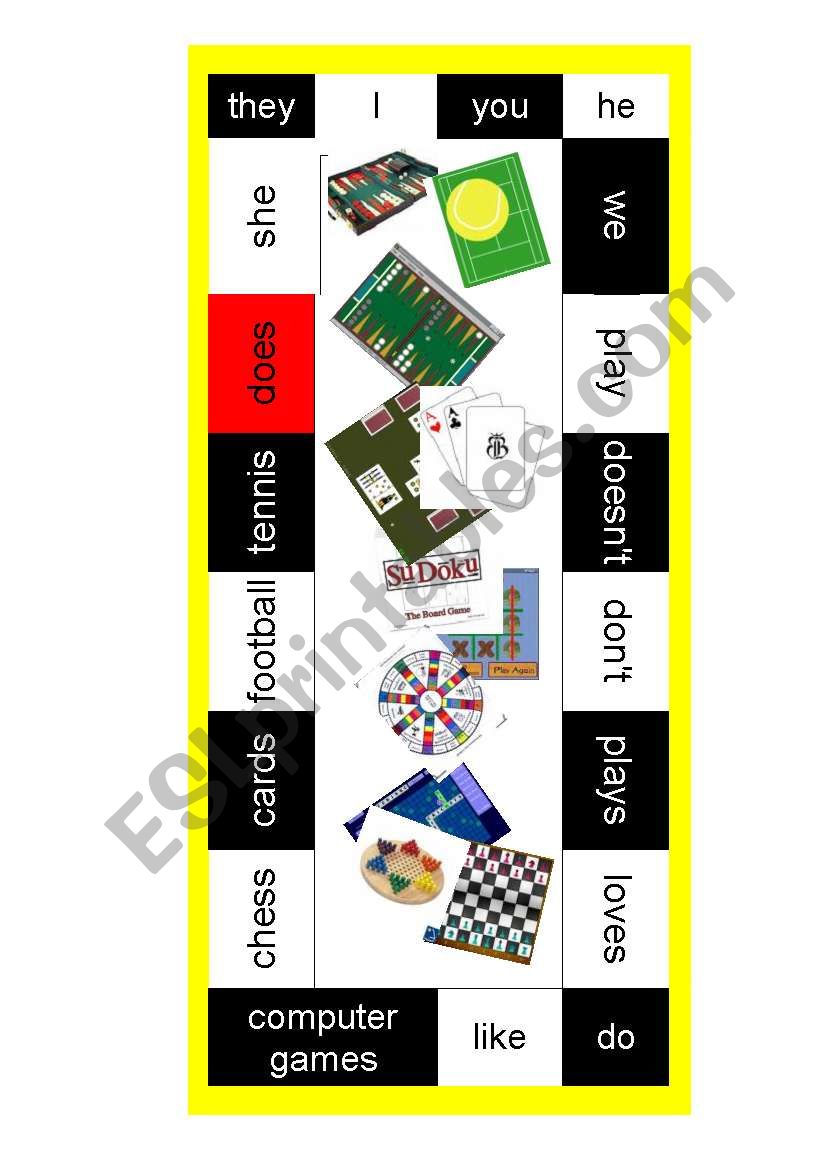 Simple Present Board Game worksheet