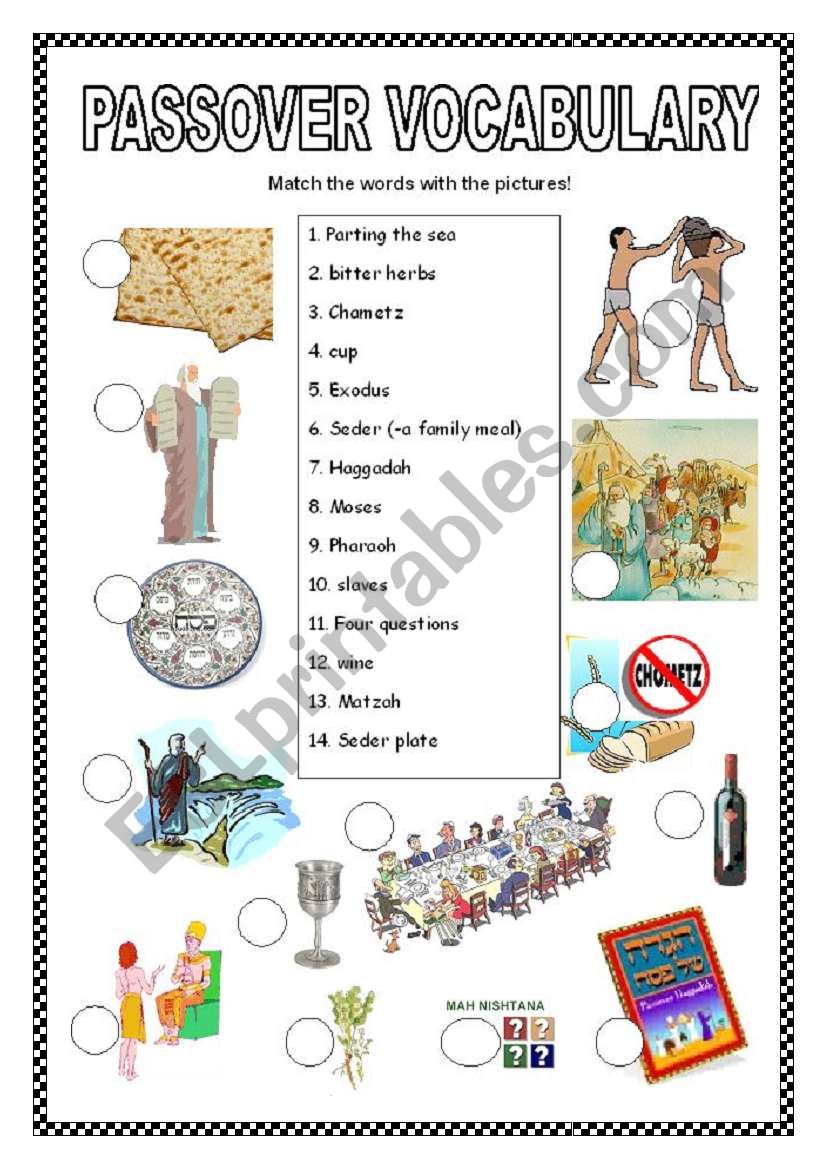 Passover Vocabulary worksheet