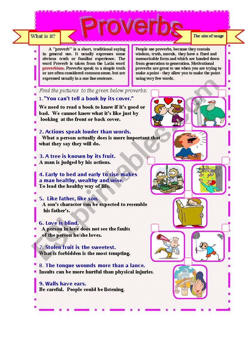 Proverbs worksheet