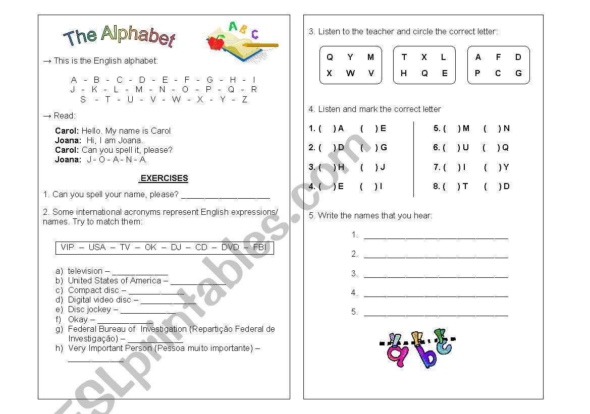 ABC exercises worksheet