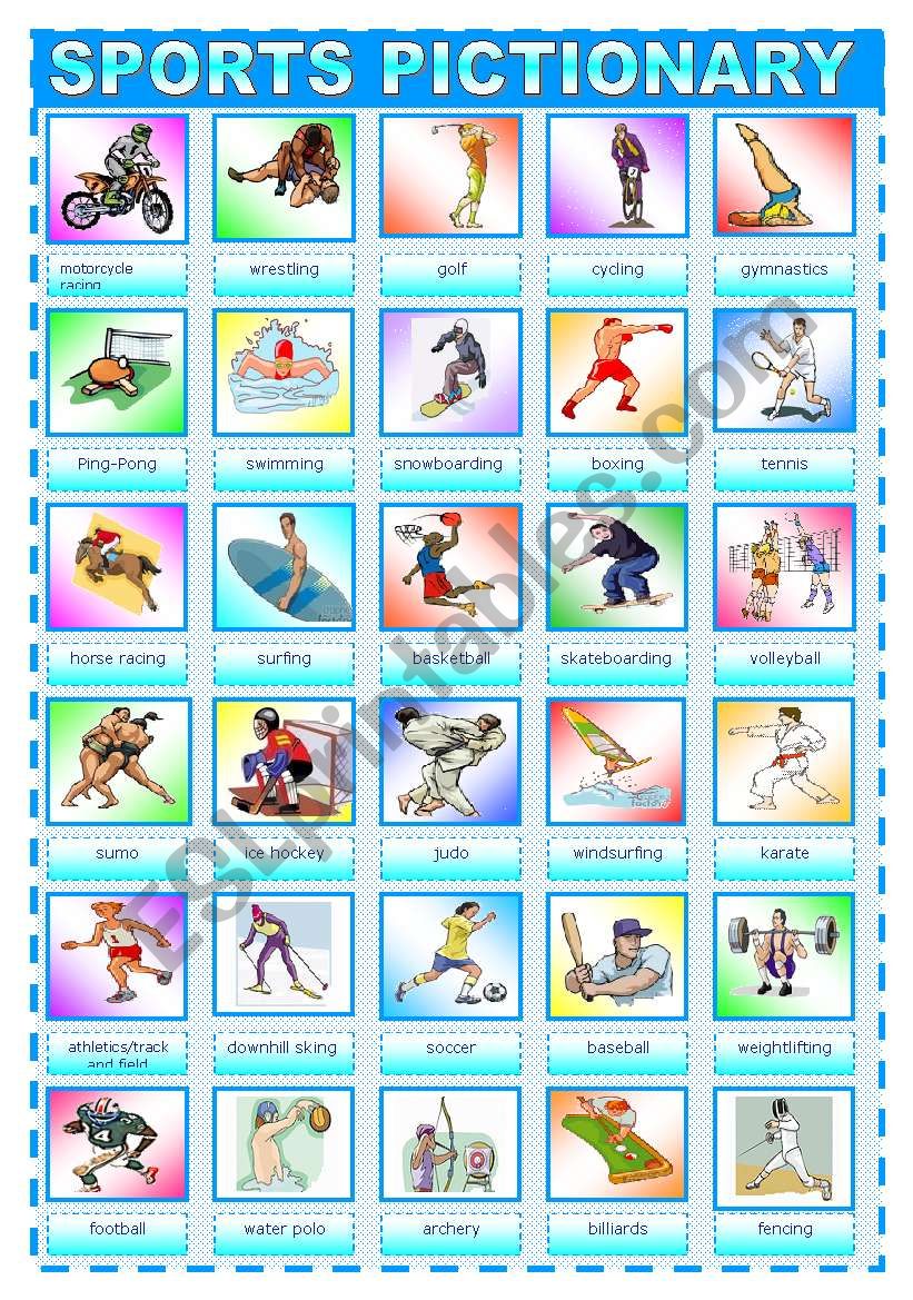 SPORTS PICTIONARY worksheet