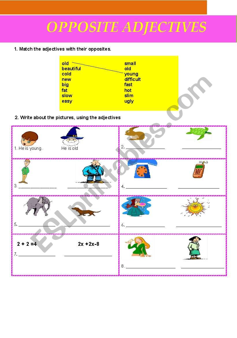 opposite adjectives worksheet