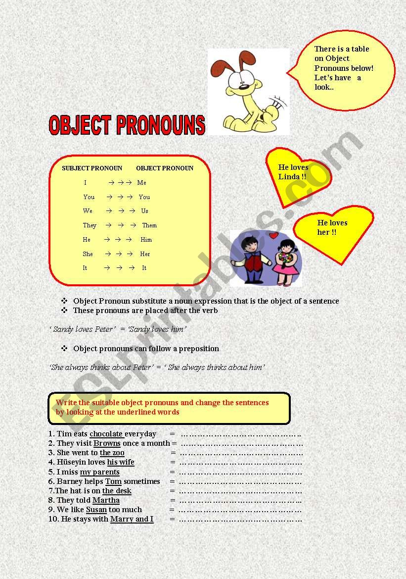 OBJECT PRONOUNS worksheet