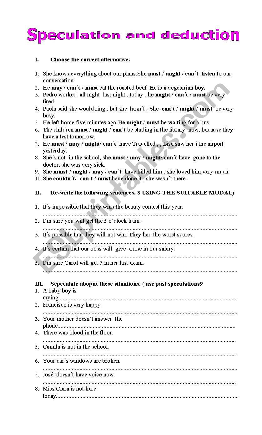 speculation nd deduction worksheet