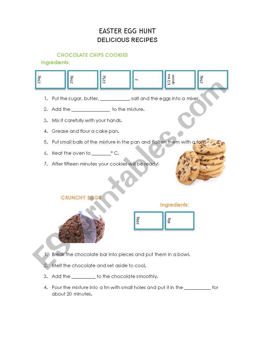 Delicious recipes worksheet