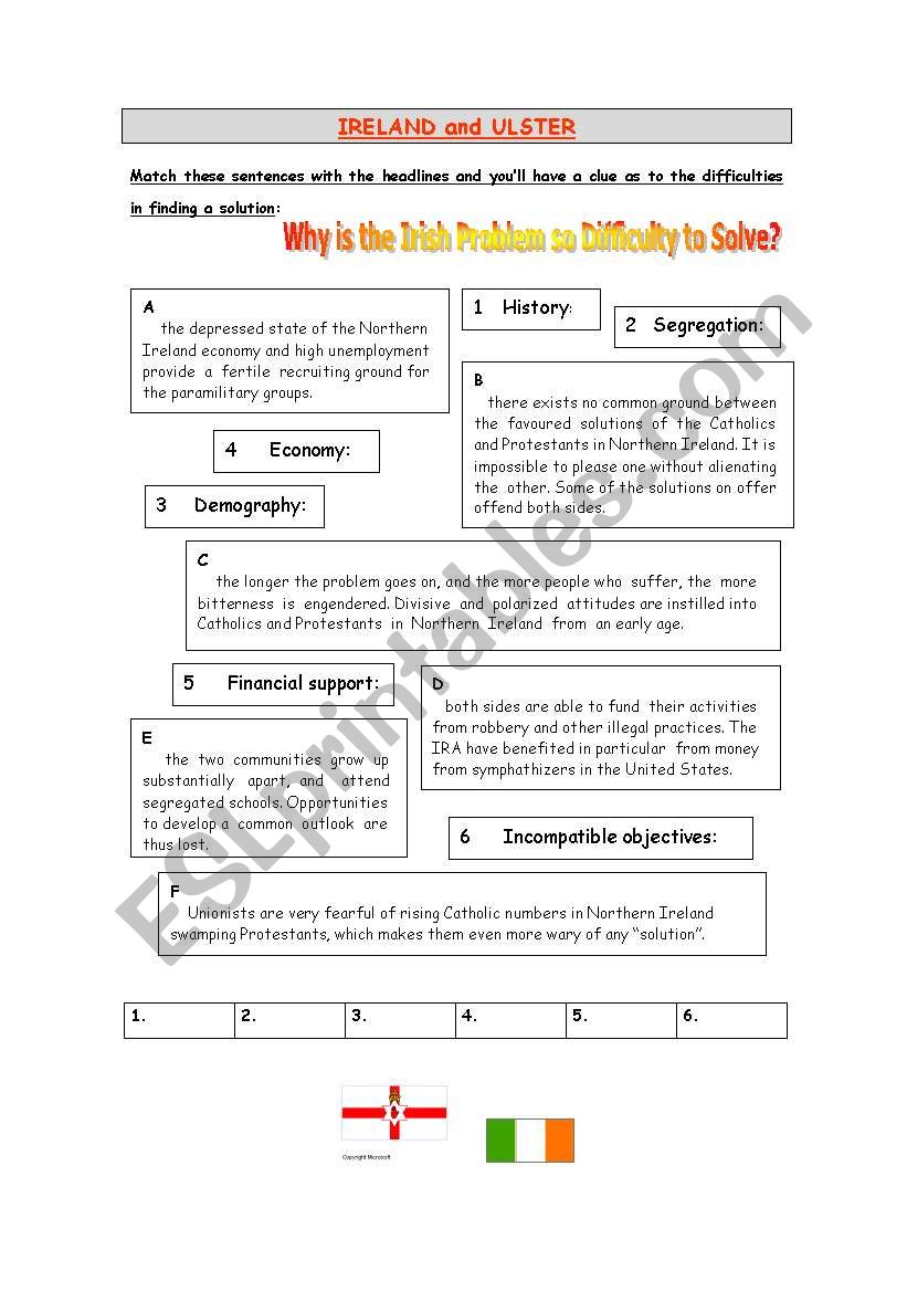 Ireland & Ulster worksheet