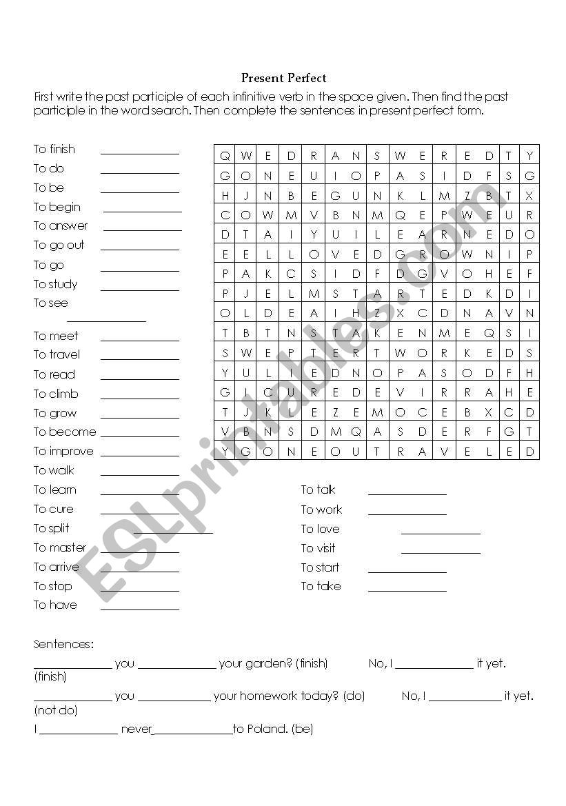 Present Perfect worksheet