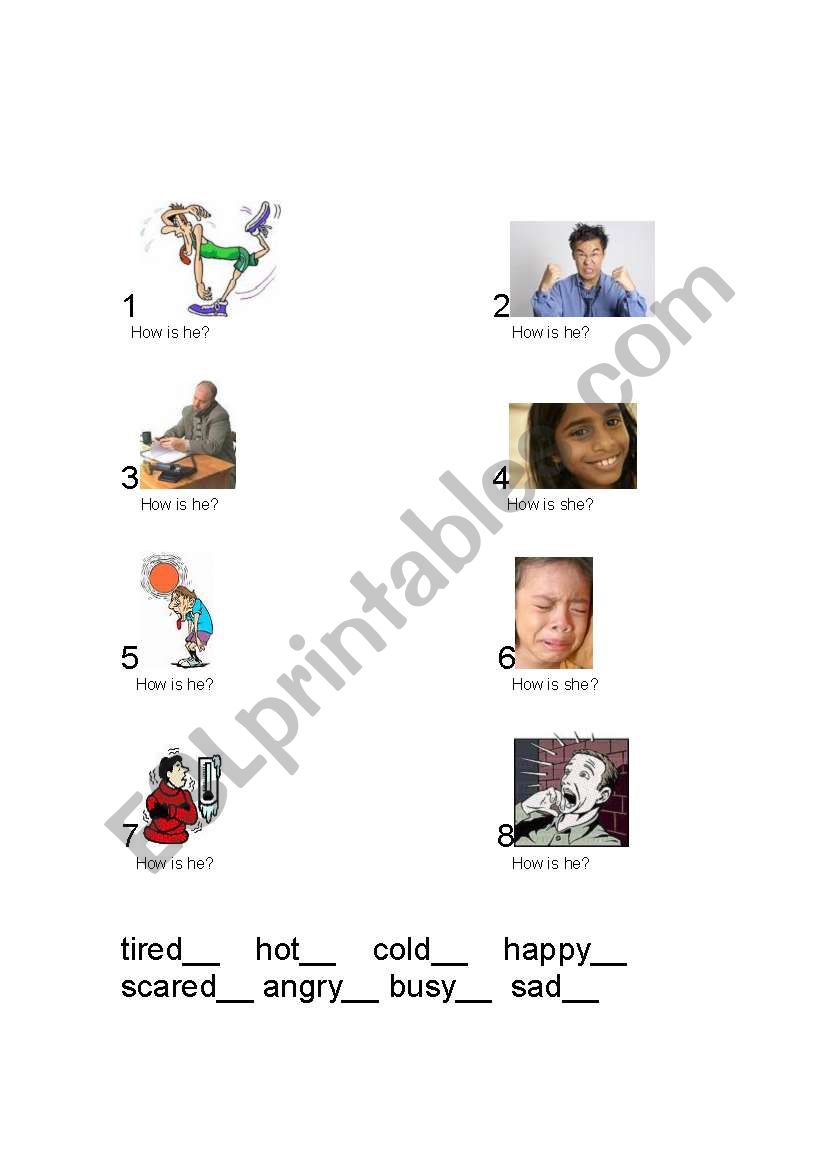 ESL Emotions Matching Game worksheet