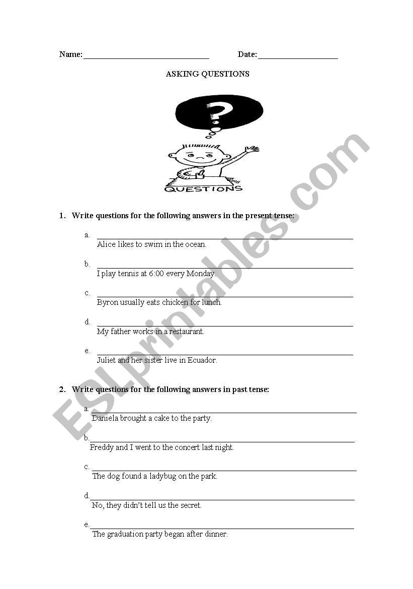 ASKING QUESTIONS worksheet