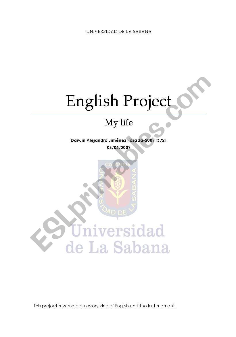 English Project worksheet
