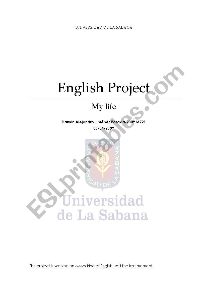 English Project worksheet
