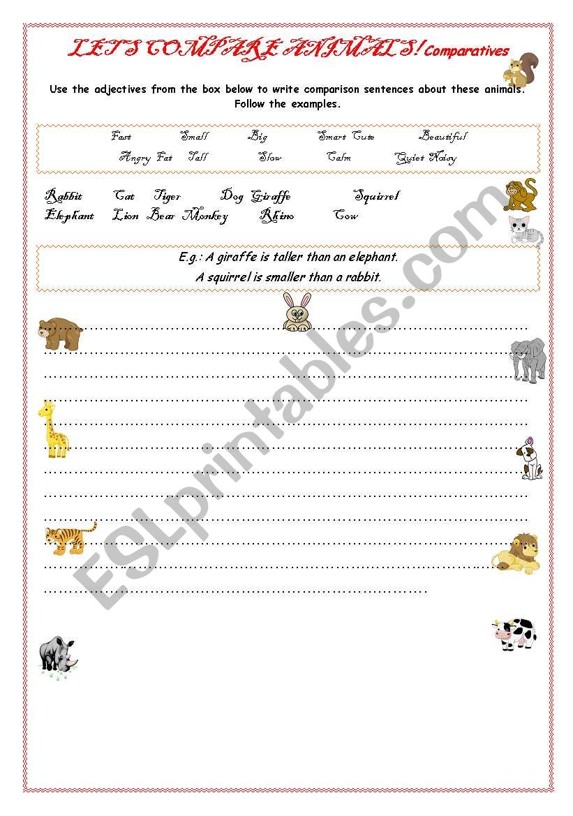 Lets compare animals! worksheet