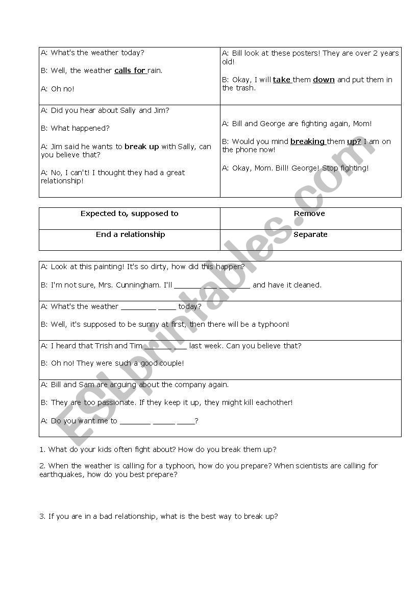 Phrasal Verbs 1 worksheet