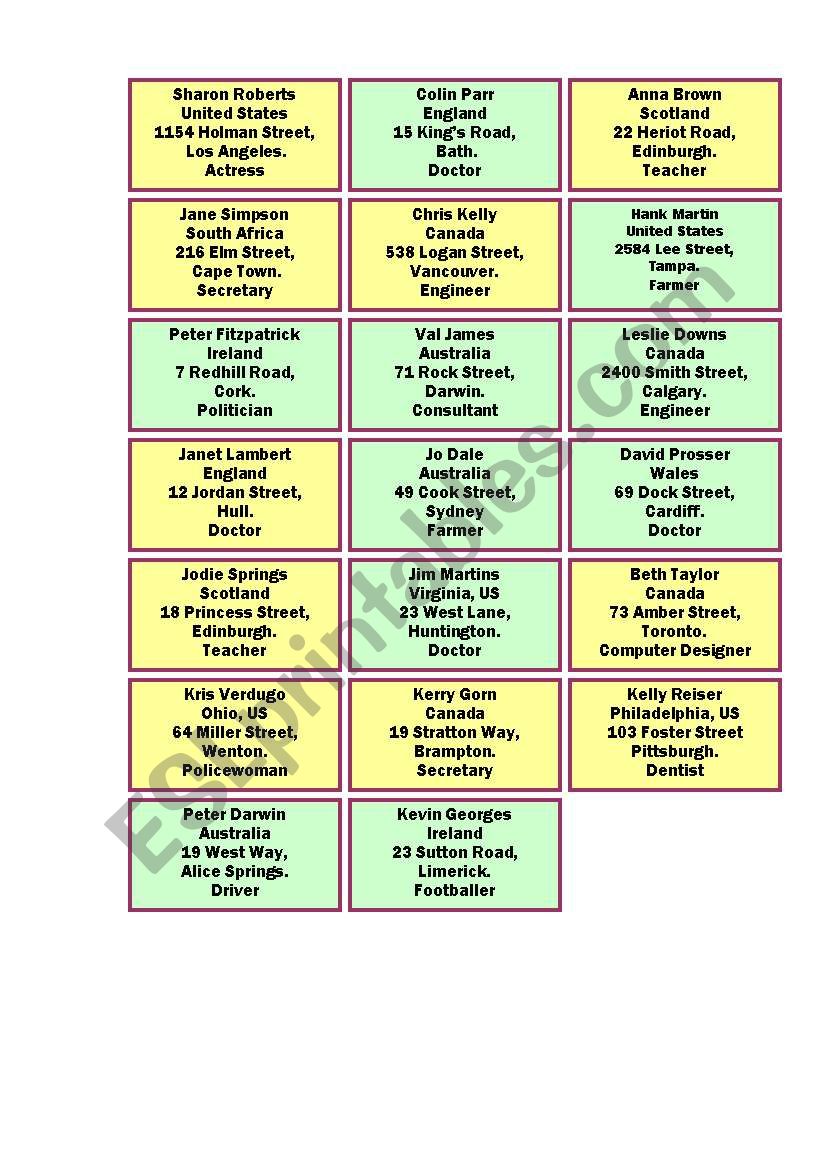 New Identities worksheet