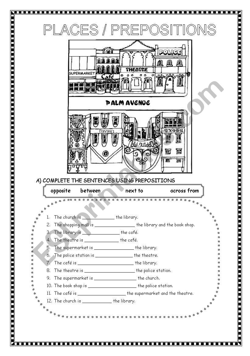 PLACES AND PREPOSITIONS worksheet