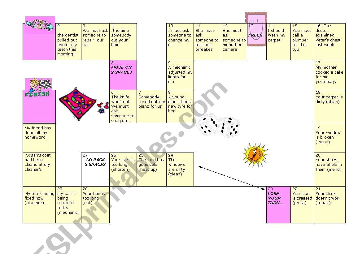 have something done- causatives- board game with key