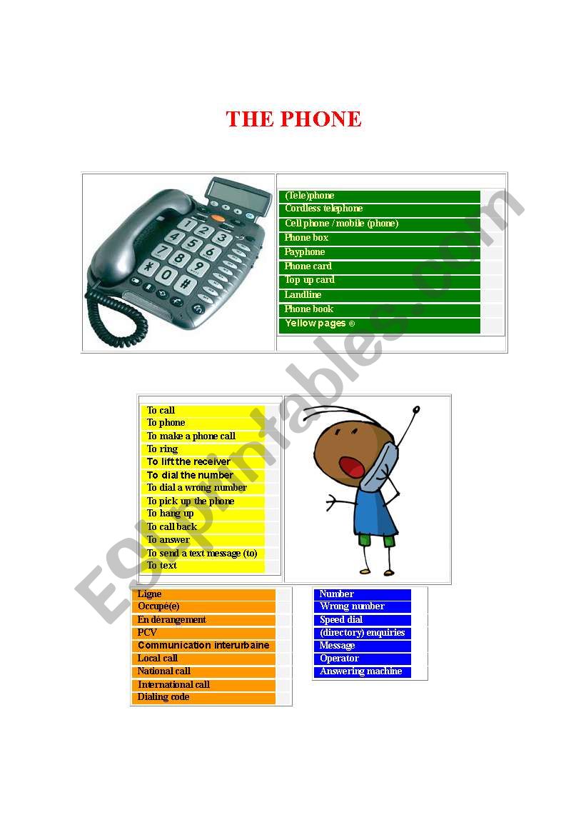 telephone worksheet