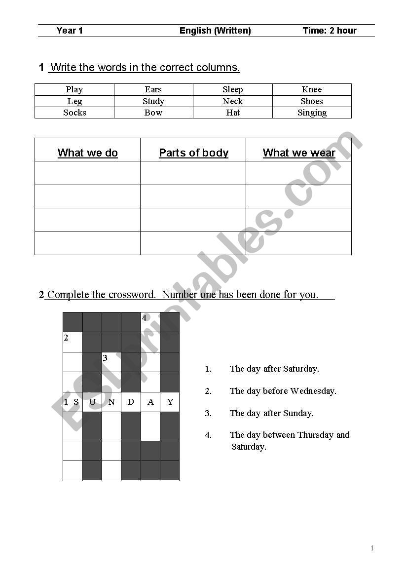 English worksheet