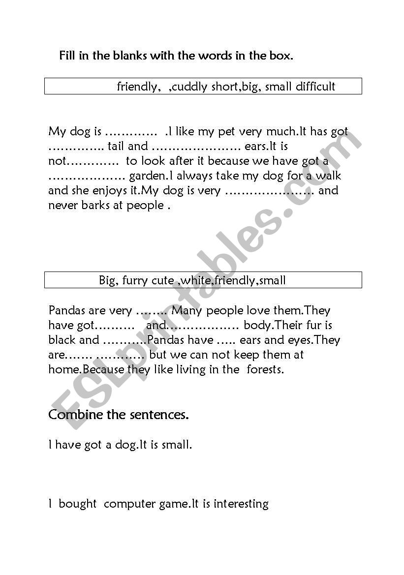 adjectives worksheet