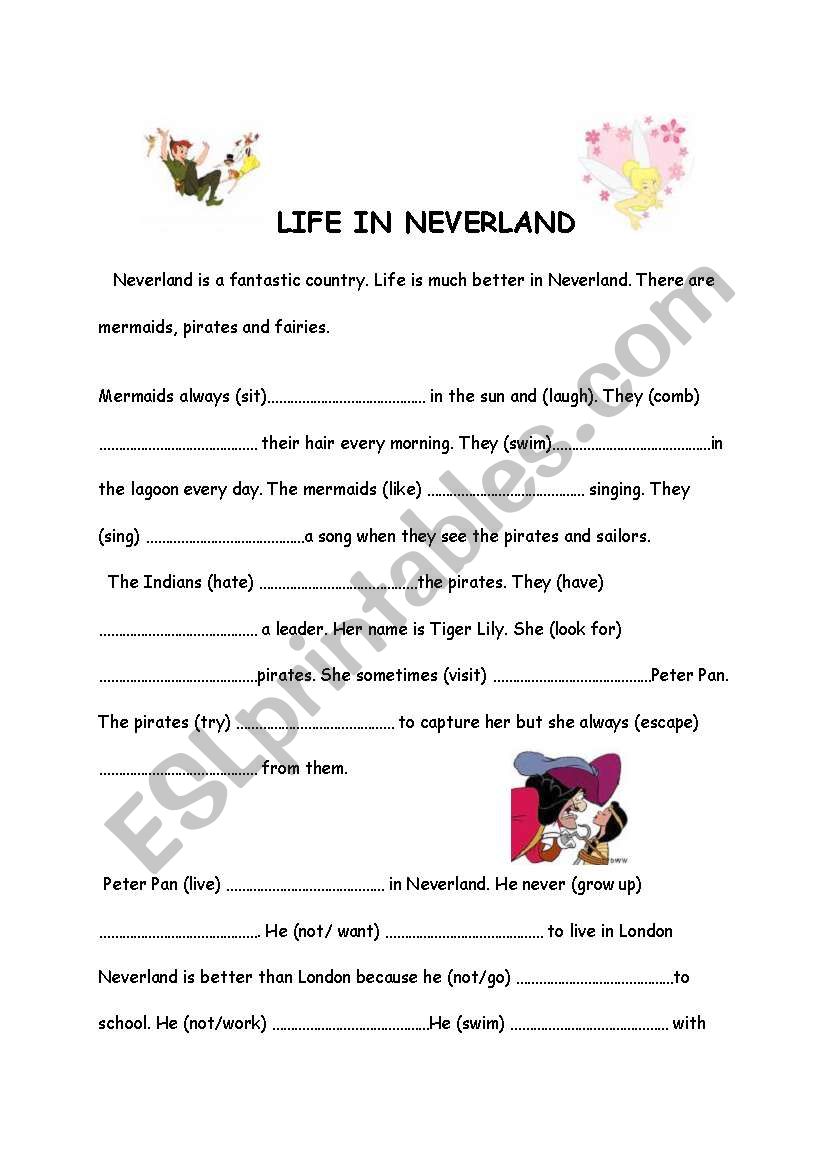 Life in Neverland worksheet