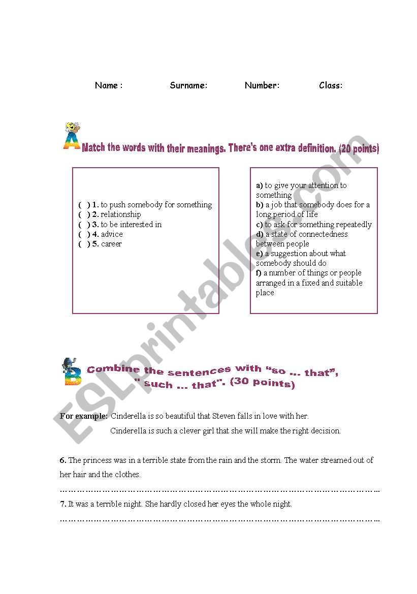 exam for spot on 8  worksheet