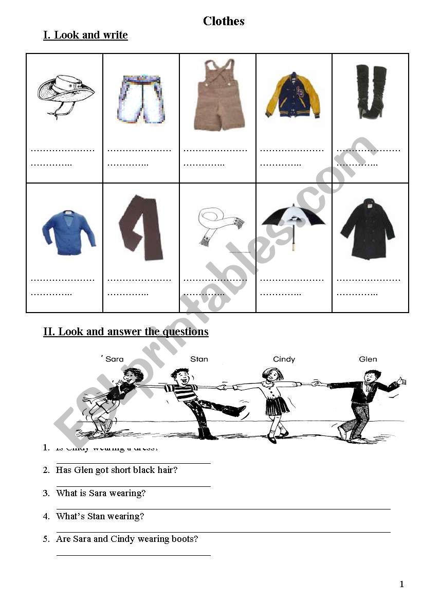 Clothes worksheet