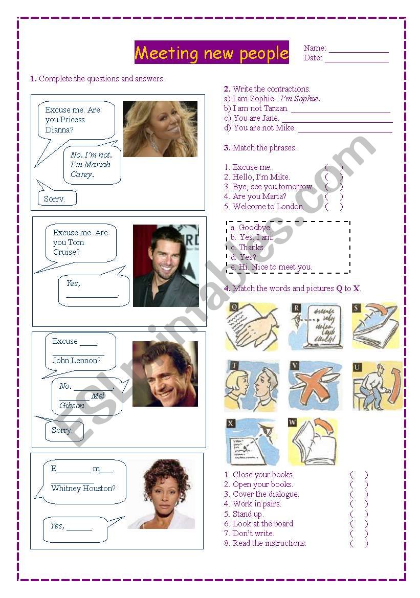 Meeting new people worksheet