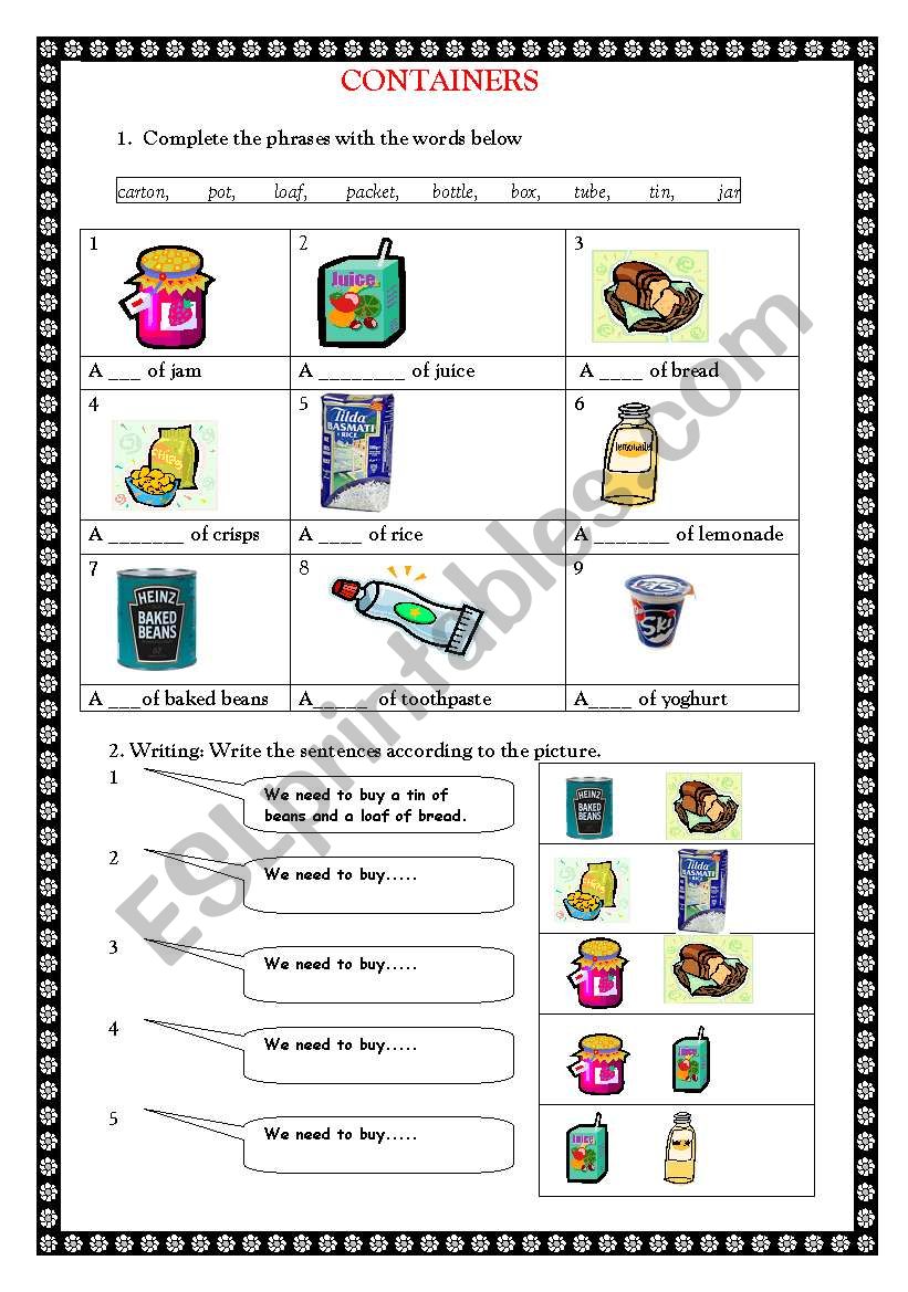 Weights and measures worksheet