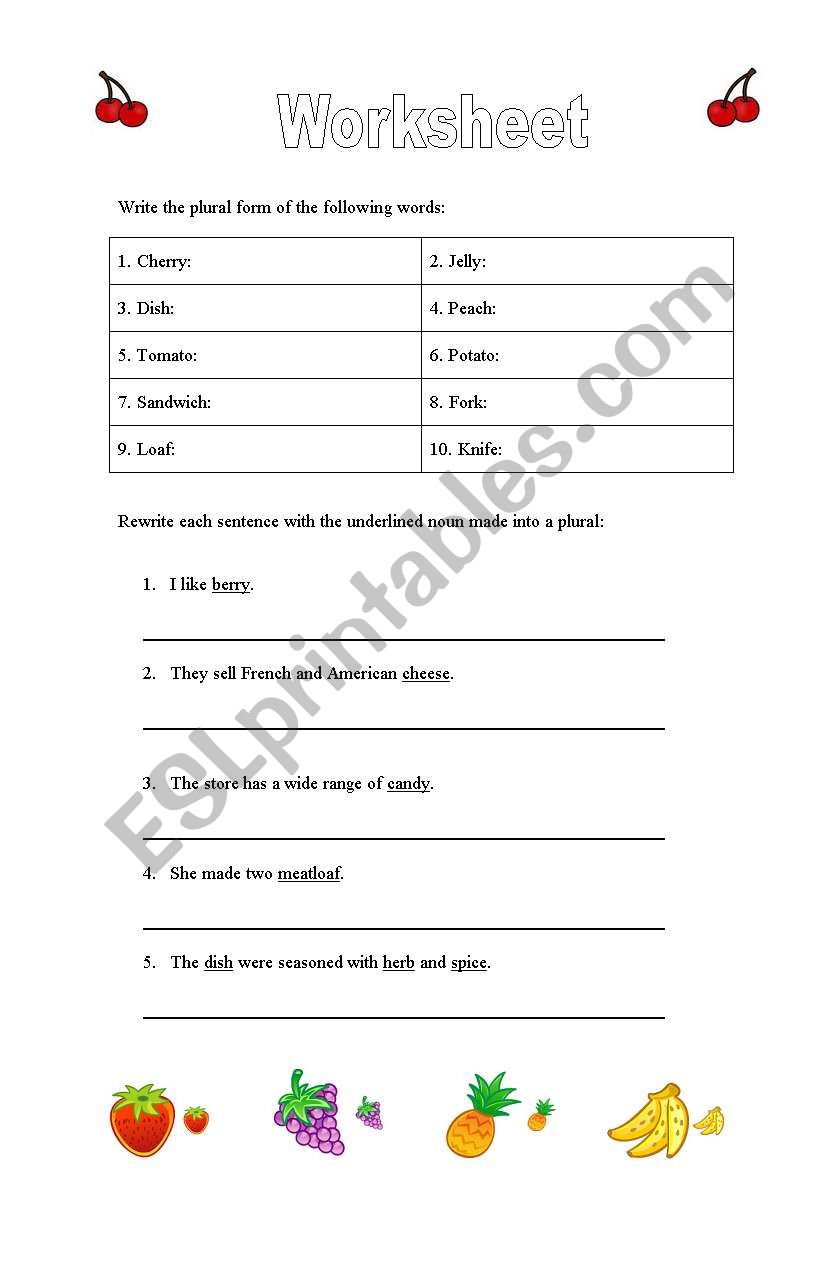 PLURAL NOUNS worksheet