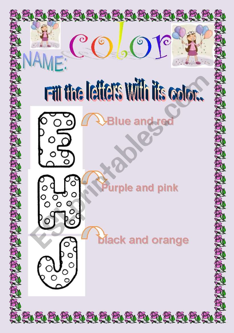 fill the letters with their colors