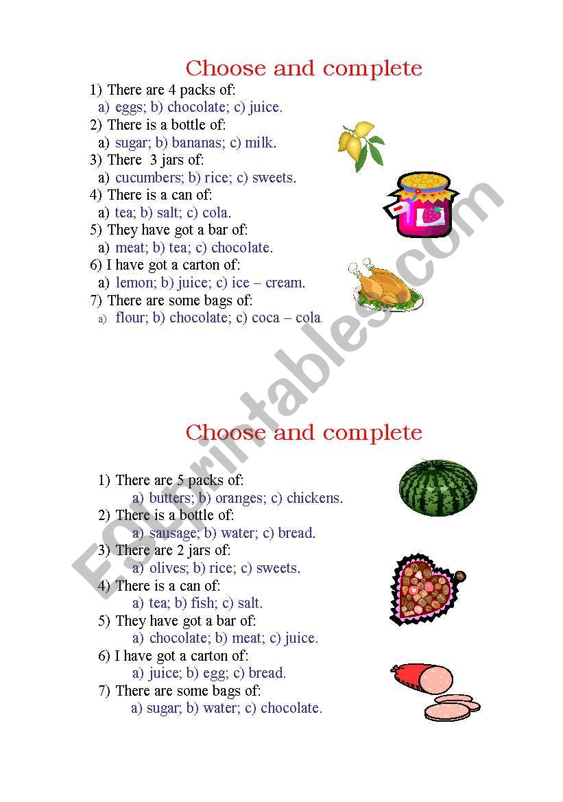 Food worksheet