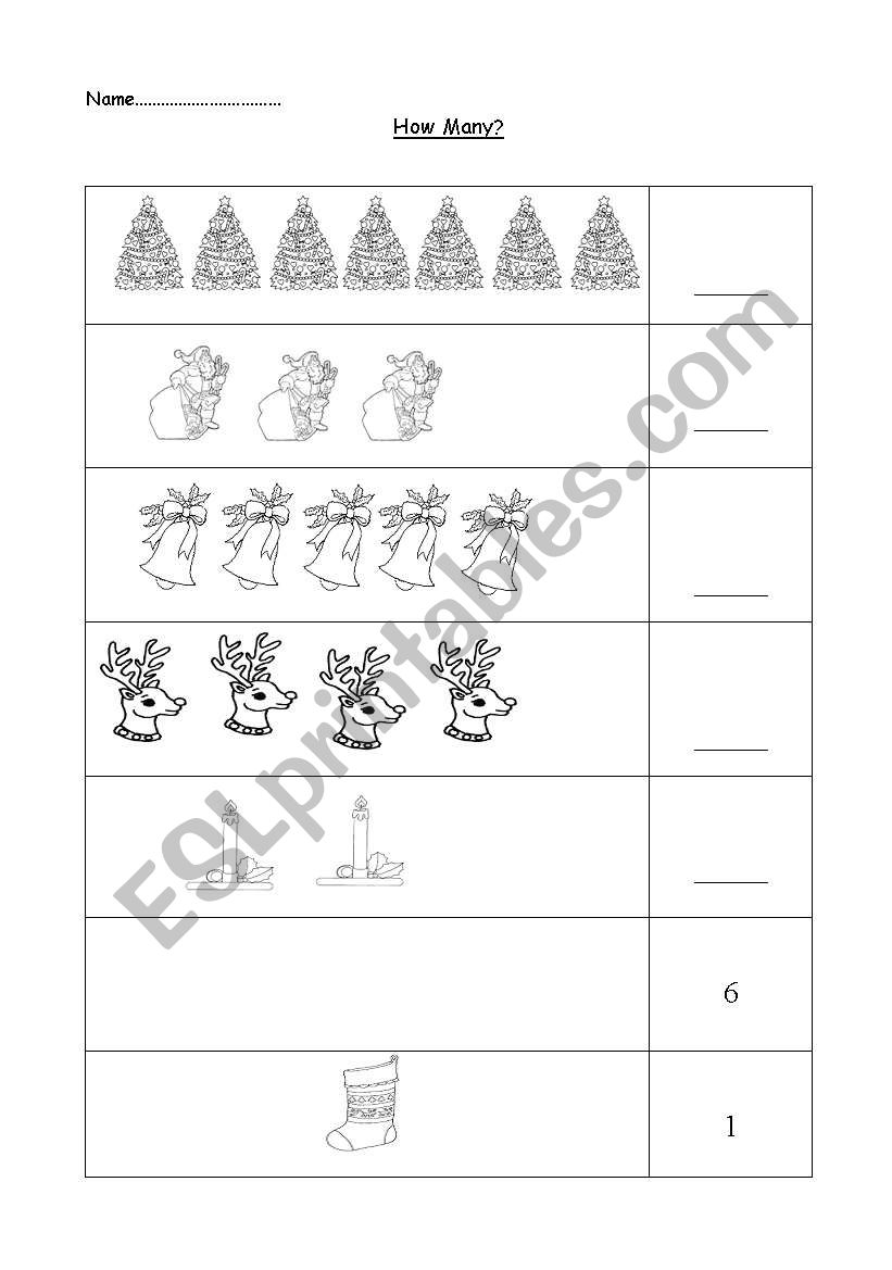 Christmas Count worksheet