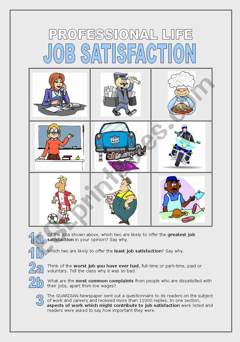 Job Satisfaction worksheet