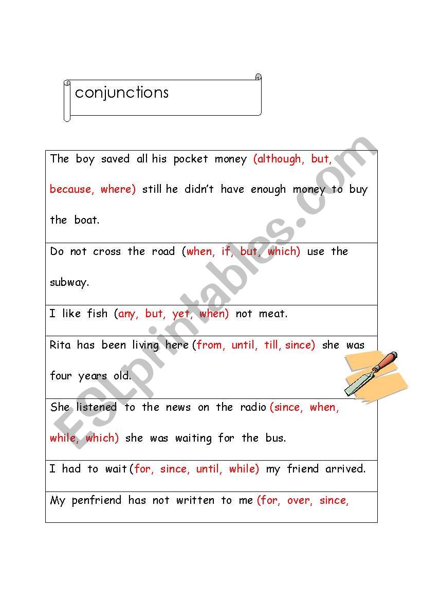 conjunctions worksheet