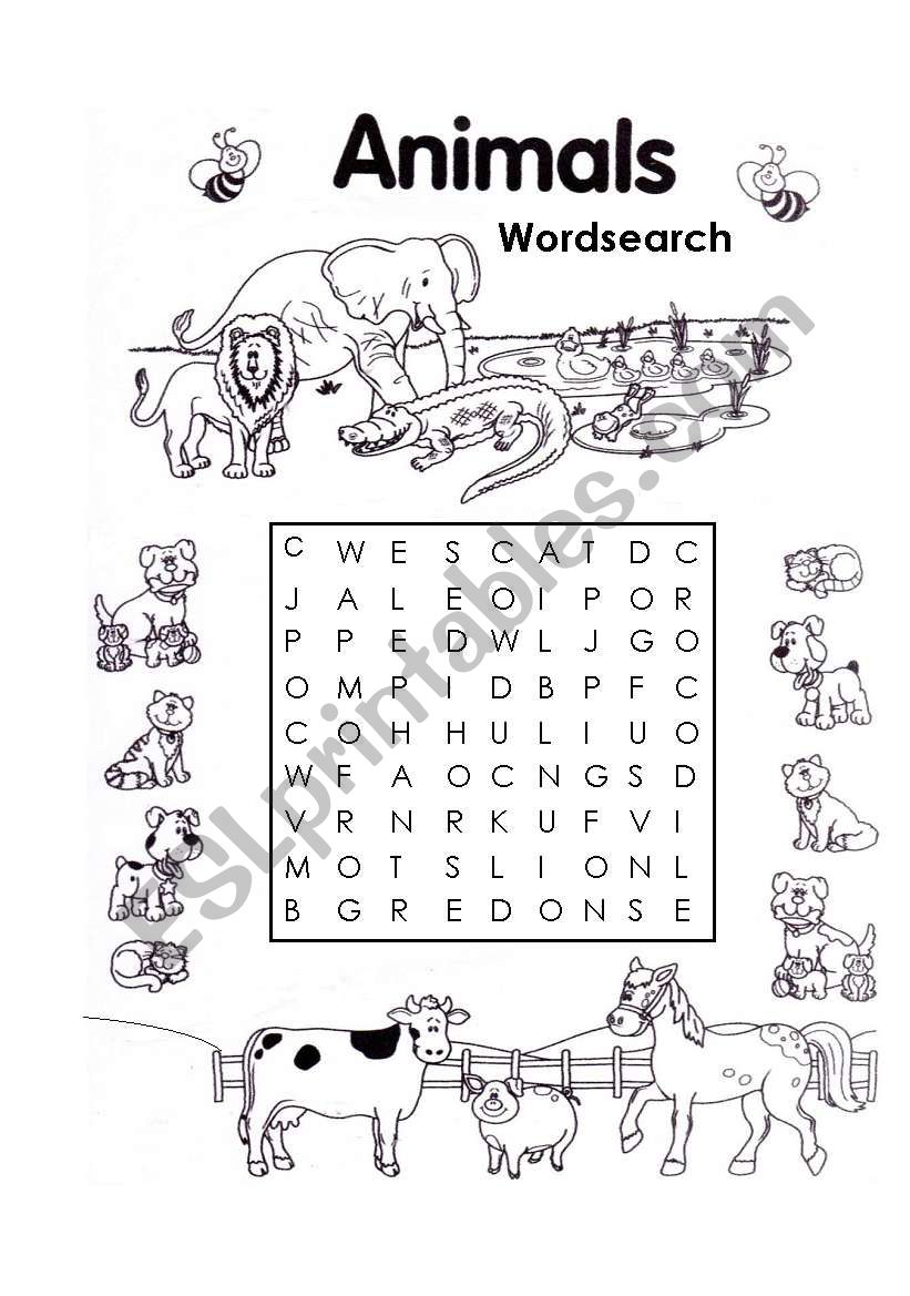 ANIMAL WORDSEARCH 2 worksheet