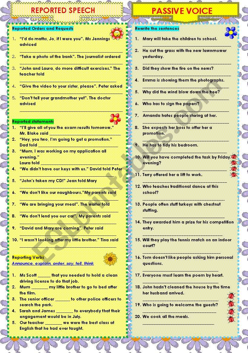 reported speech of passive voice