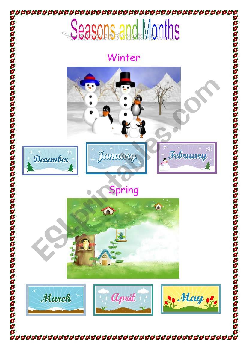 Seasons and Months 1 worksheet