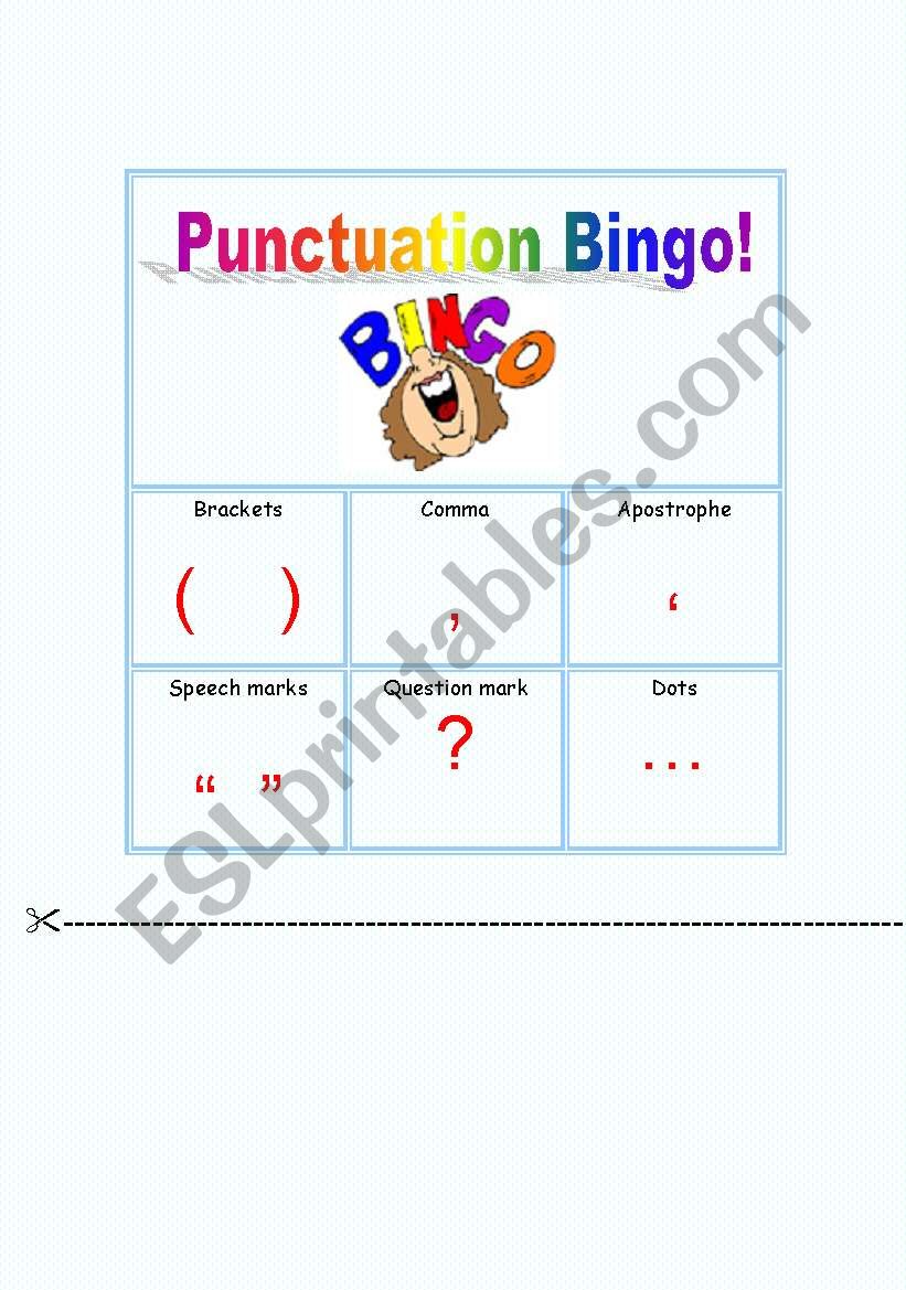 Punctuation Bingo worksheet