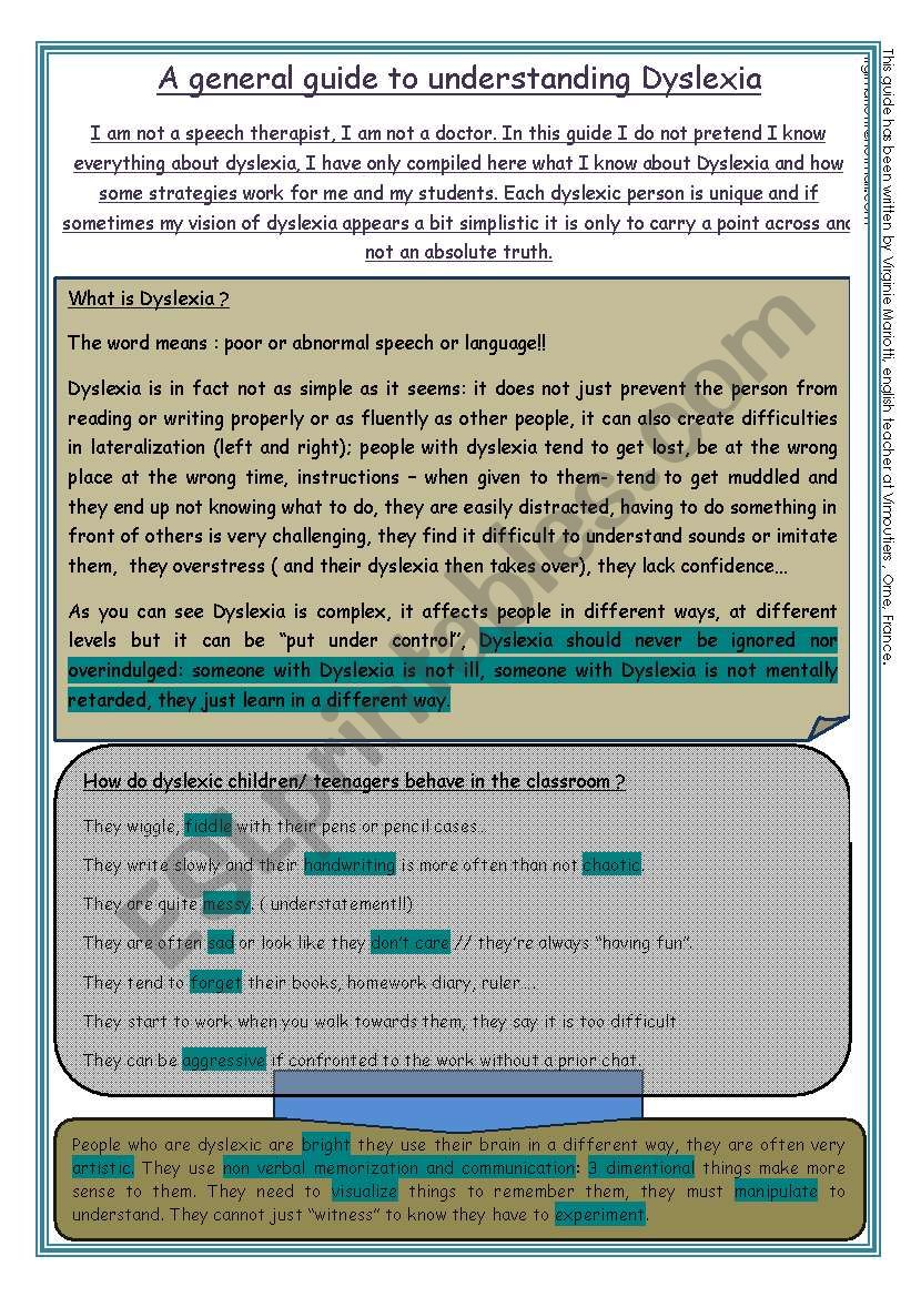 guide to understanding dyslexia (8 pages)