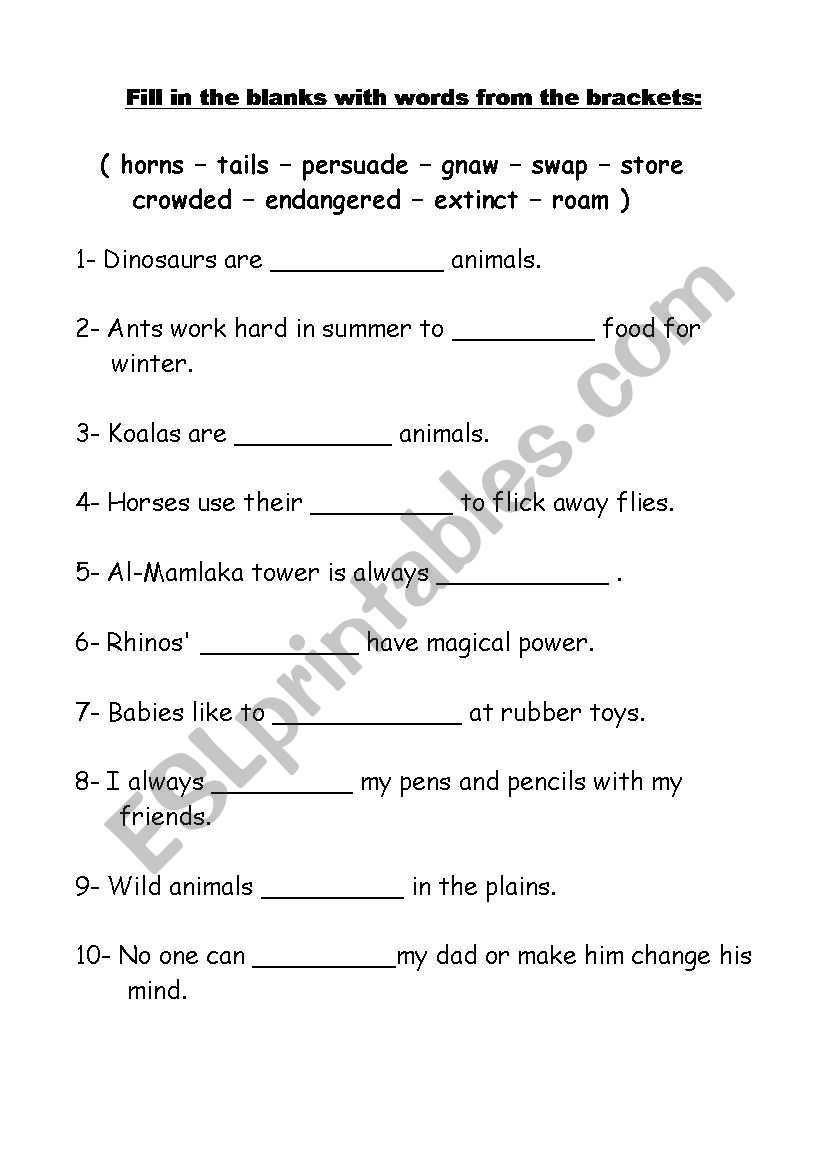 Vocabulary and Grammar Test  Grade 4