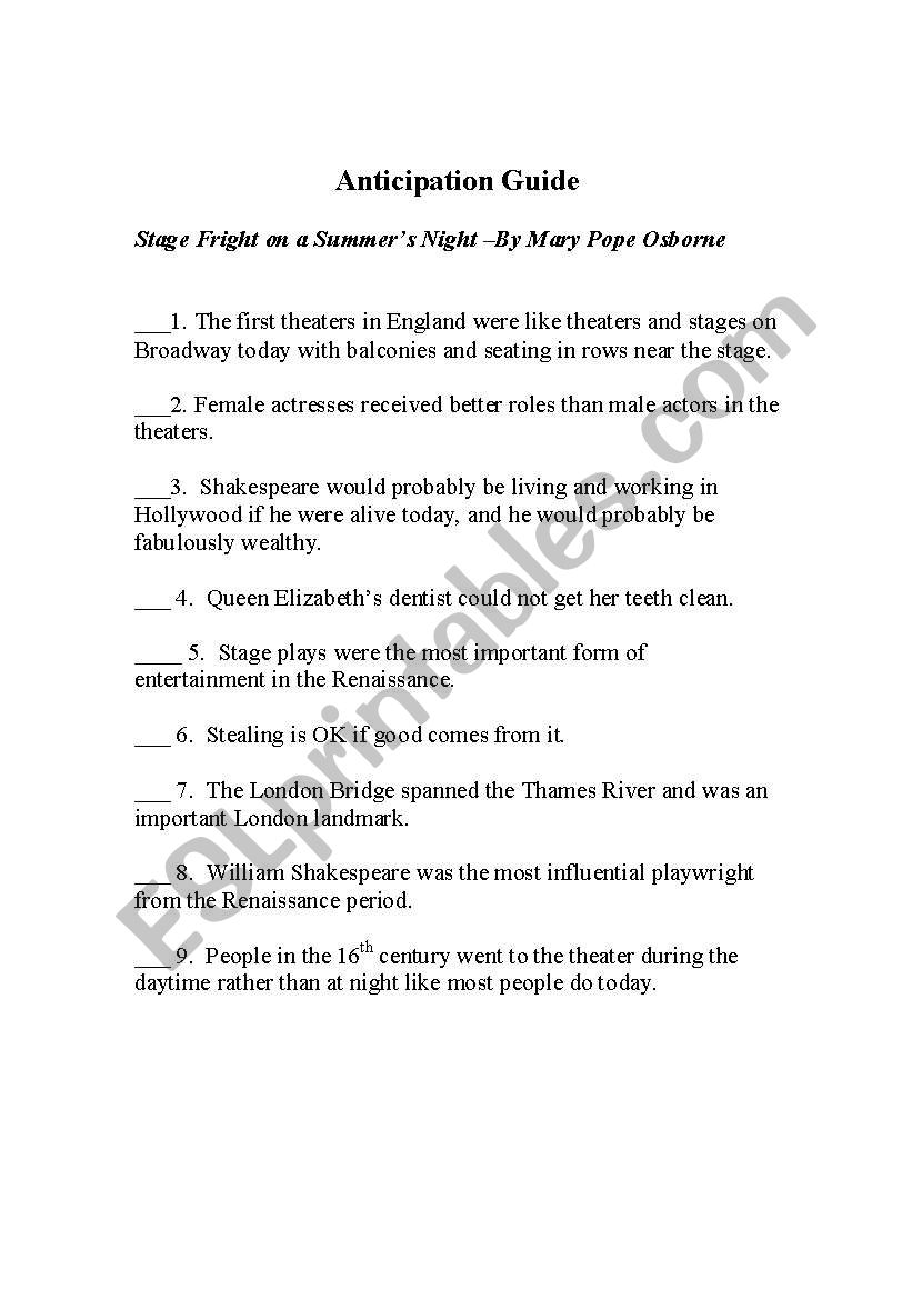 Stage Fright on a Summers Night