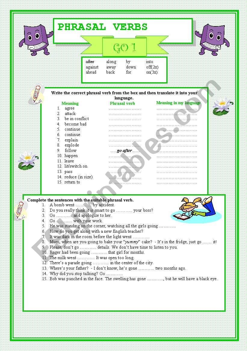 Phrasal verb -GO Part I worksheet