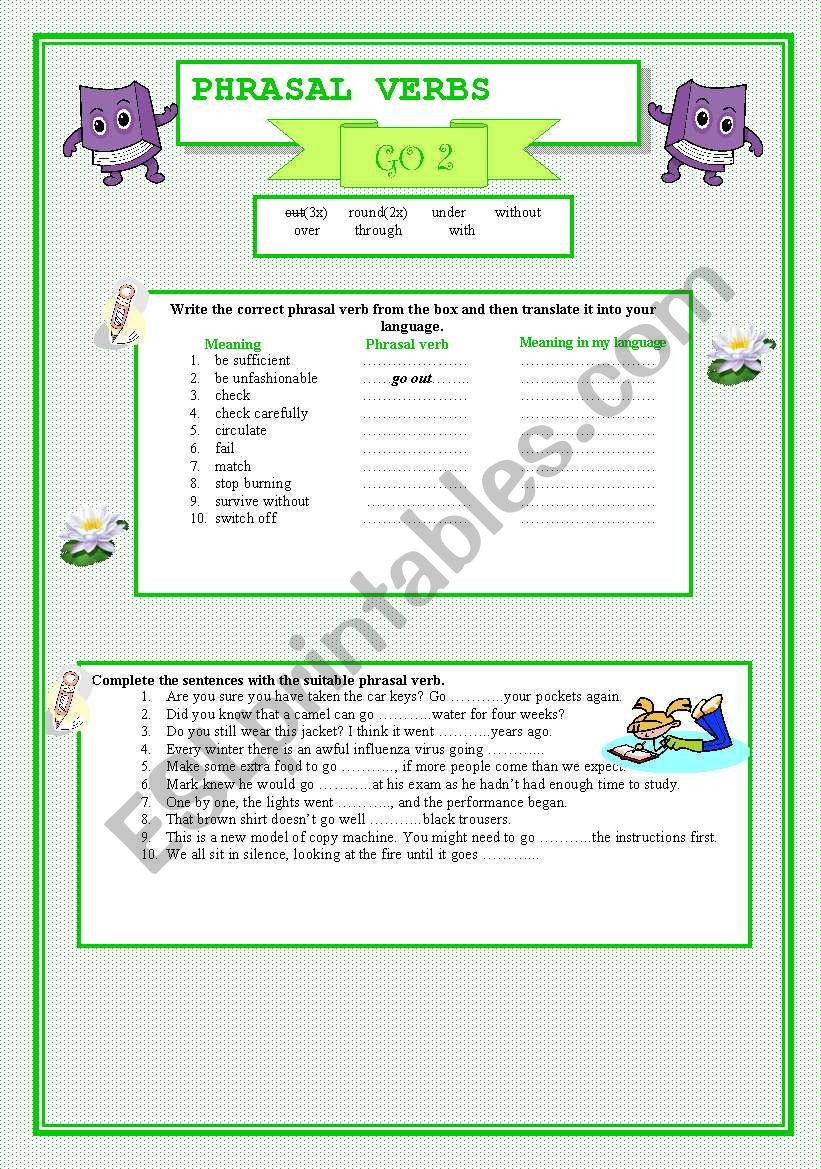 Phrasal verbs - GO Part II worksheet