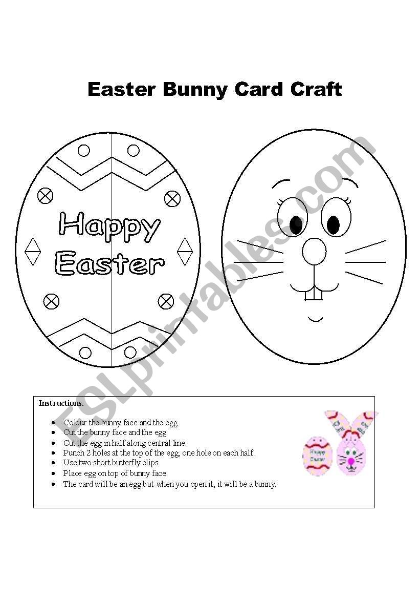Easter bunny card craft worksheet