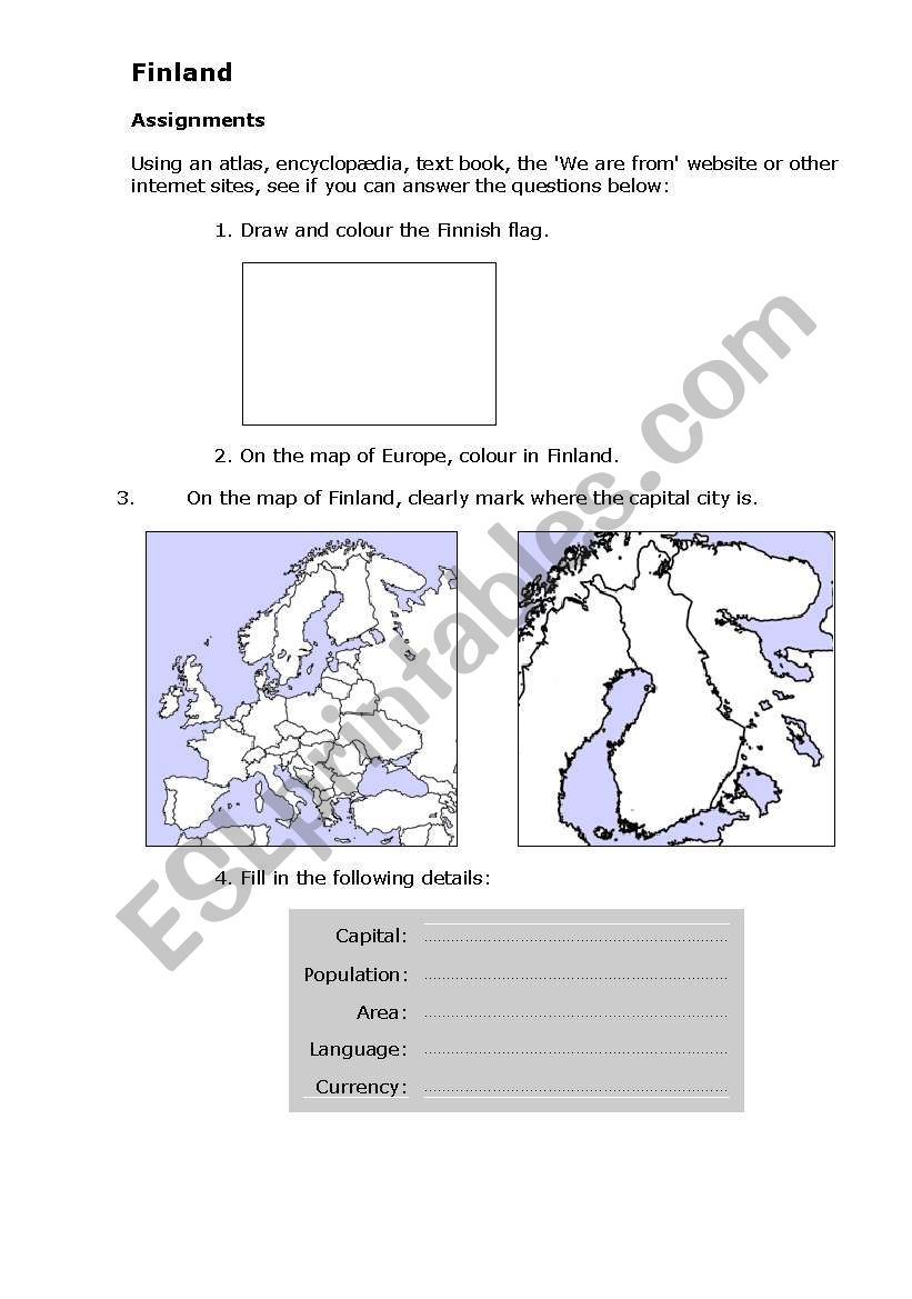 Finland Facts worksheet