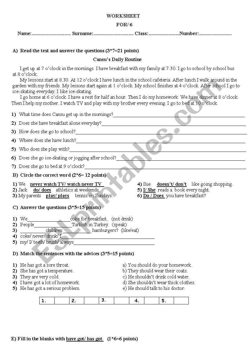 SIMPLE PRESENT TENSE worksheet